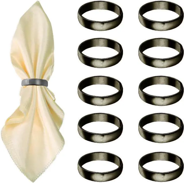 Main image of Grey Napkin Rings-10 Pcs Stainless Steel Napkin Rings | Metal Napkin Ring for Table Settings Wedding Christmas Party Dinner Table