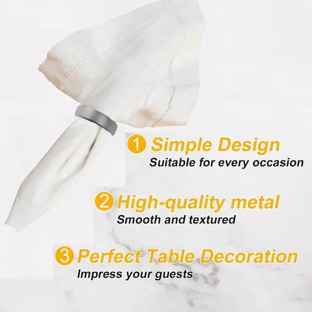 Alt view image 6 of 6 - Grey Napkin Rings-10 Pcs Stainless Steel Napkin Rings | Metal Napkin Ring for Table Settings Wedding Christmas Party Dinner Table