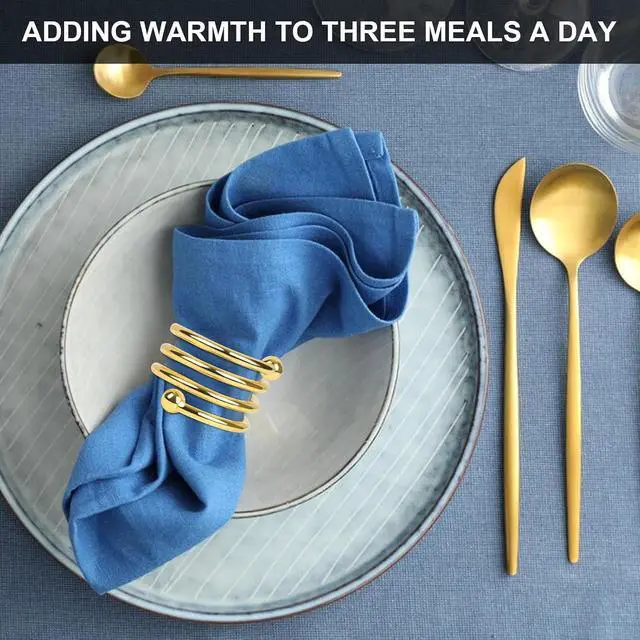 Alt view image 2 of 7 - Gold Spring Napkin Rings Set of 6 for Wedding & Holiday Table Decor | Metal Spring Napkin Rings, Sturdy, Reusable & Easy to Clean, Elegant Gold Round Decor for Dinner Parties and Holidays