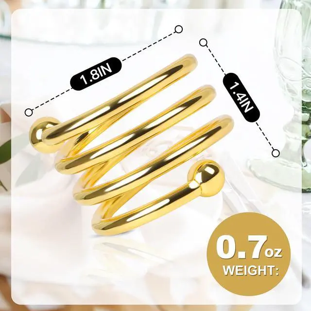 Alt view image 7 of 7 - Gold Spring Napkin Rings Set of 6 for Wedding & Holiday Table Decor | Metal Spring Napkin Rings, Sturdy, Reusable & Easy to Clean, Elegant Gold Round Decor for Dinner Parties and Holidays