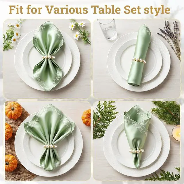 Alt view image 3 of 7 - Suream 1.6 Inch Napkin Rings, Table Napkin Holder for Wedding Party Birthday Banquet Table Decor(Set of 15, White and Gold)