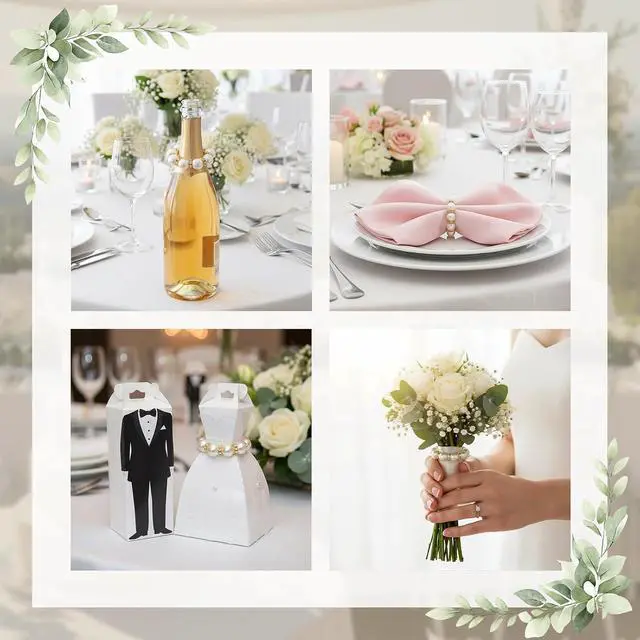 Alt view image 5 of 7 - Suream 1.6 Inch Napkin Rings, Table Napkin Holder for Wedding Party Birthday Banquet Table Decor(Set of 15, White and Gold)