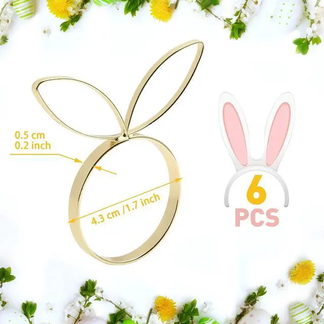 Alt view image 2 of 6 - KESOTE Easter Napkin Rings Set of 6, Bunny Napkin Rings Gold Napkin Holder Rings for Easter Dinning Table Decorations