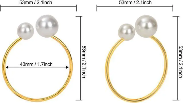 Alt view image 3 of 7 - KPOSIYA Pearl Napkin Rings - Set of 12 Gold Napkin Holder Table Napkin Buckles for Dinning Table Setting Christmas Wedding Party Supplies (Gold 12)