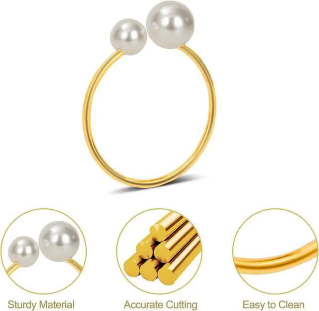 Alt view image 4 of 7 - KPOSIYA Pearl Napkin Rings - Set of 12 Gold Napkin Holder Table Napkin Buckles for Dinning Table Setting Christmas Wedding Party Supplies (Gold 12)