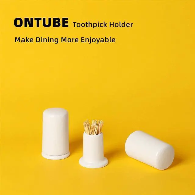 Alt view image 5 of 5 - ONTUBE Ceramic Toothpick Holder with Lid, White, Set of 2 | Toothpick Dispenser, For Home, Easy To Clean