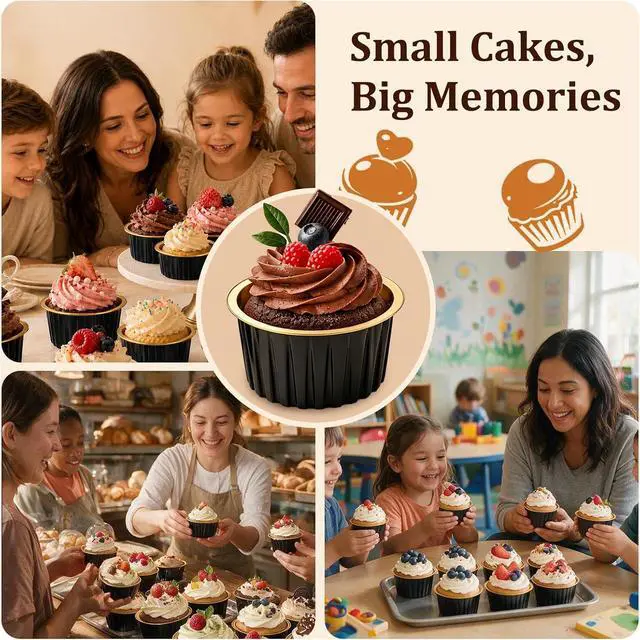 Alt view image 6 of 7 - 40 Pack Mini Cake Pans with Lids, 5 oz Aluminum Foil Baking Cups | Disposable Ramekins Cake Tins for Dessert Cupcake, Individual Mini Cake Containers Flan Molds for Wedding Birthday Party