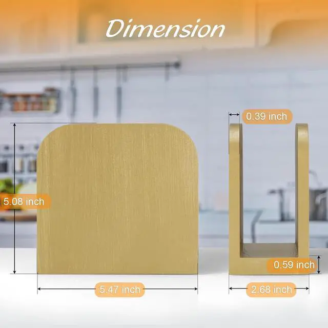 Alt view image 4 of 7 - ALELION Wooden Napkin Holder for Table, Upright Napkin Holders for Kitchen, Standing Napkin Dispenser for Kitchen Dining Room Party Cocktail Outdoor Use, Gold