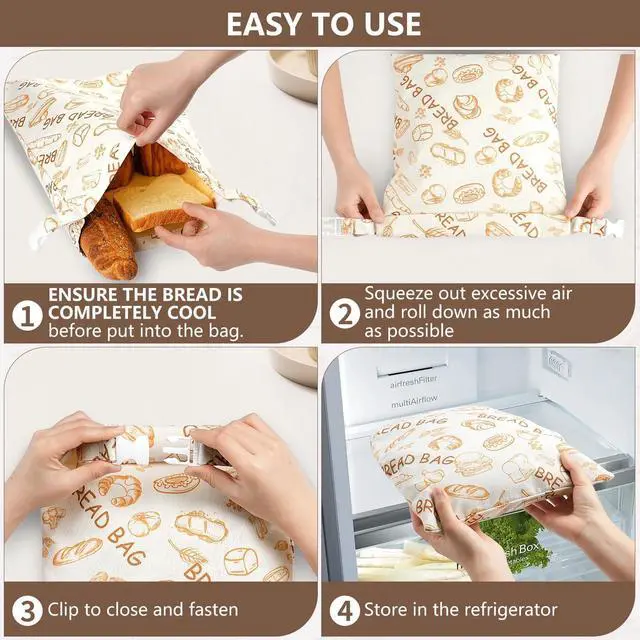 Alt view image 6 of 7 - Reusable Beeswax Bread Bags(2 Pack), Beeswax Bags for Sourdough/Homemade Bread, Natural Cotton Bees Wax Bag, Fresh and Refrigerable, New Upgrade Food Storage Bag, Large Capacity and Portable