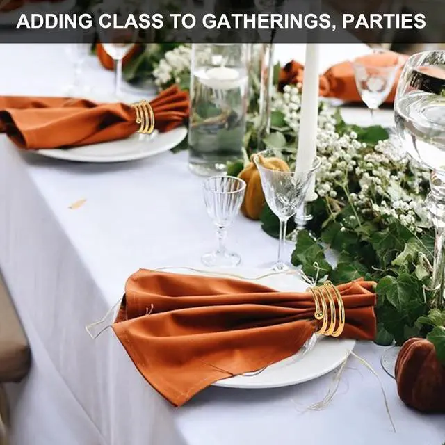 Alt view image 4 of 7 - Gold Spring Napkin Rings Set of 6 for Wedding & Holiday Table Decor | Metal Spring Napkin Rings, Sturdy, Reusable & Easy to Clean, Elegant Gold Round Decor for Dinner Parties and Holidays