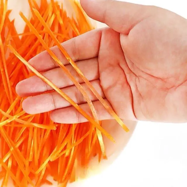 Alt view image 7 of 7 - Korean Carrot Julienne Shredder Solid Wood Food Grater, Non-Detachable Stainless Steel Blade Veggie Cutter with Safety Hand Guard, For Potato Radish Onion Slicing & Shredding