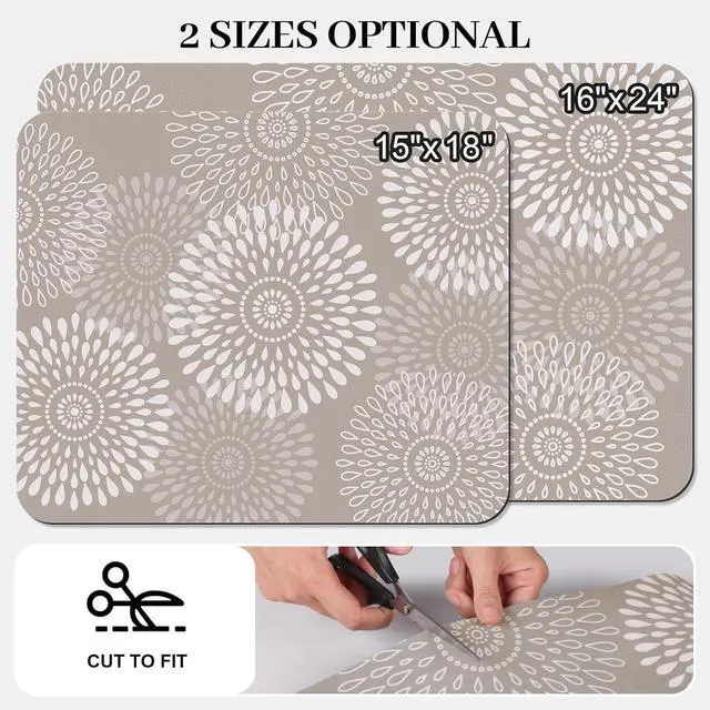 Alt view image 2 of 7 - Dish Drying Mat Absorbent Kitchen Counter Mat Rubber Backing Draining Mat | Easy to Clean Kitchen Accessories Dish Rack Pad for Dishes, Utensils, Countertops, Sinks 15" x 18" Khaki