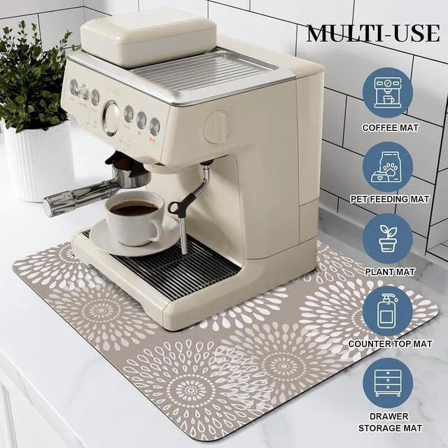 Alt view image 3 of 7 - Dish Drying Mat Absorbent Kitchen Counter Mat Rubber Backing Draining Mat | Easy to Clean Kitchen Accessories Dish Rack Pad for Dishes, Utensils, Countertops, Sinks 15" x 18" Khaki