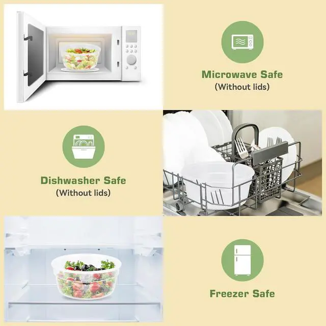 Alt view image 6 of 7 - Salad Container for Lunch, Bento Lunch Box 58-oz with 4 Compartments Tray and Ice Pack, Leak-Proof Salad Bowl with Lid for Adults, BPA-Free Lunch Box for Meal Prep & Food Storage(Green)