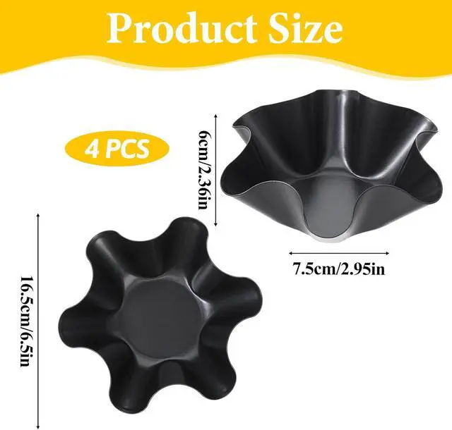 Alt view image 2 of 7 - Dimeho 4 Pack Taco Salad Bowl Maker Molds Non Stick Carbon Steel Tortilla Maker Shell Pans Tostada Baking Molds for Frying Salad Home Cooking & Entertaining