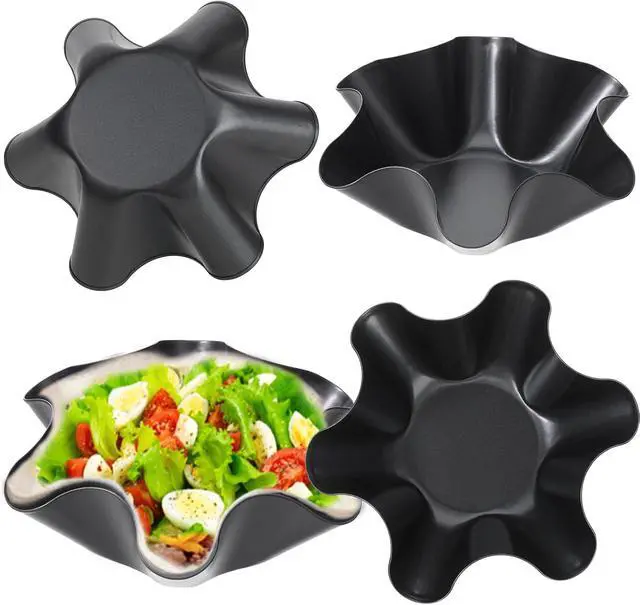 Alt view image 7 of 7 - Dimeho 4 Pack Taco Salad Bowl Maker Molds Non Stick Carbon Steel Tortilla Maker Shell Pans Tostada Baking Molds for Frying Salad Home Cooking & Entertaining