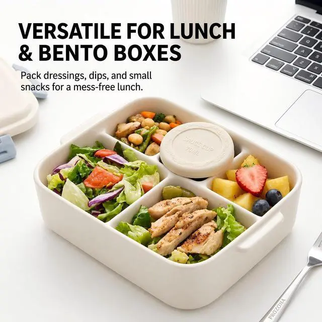 Alt view image 3 of 7 - 2.4 oz Stainless Steel Dressing Containers with Silicone Lids Set of 6 - Leakproof Reusable Condiment Containers Small Sauce Cups for Lunch Boxes Picnics Travel Office Meal Prep