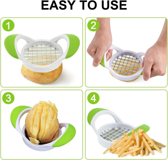Alt view image 3 of 7 - DOITOOL Stainless Steel Potato Slicer, Potato Cutting Device with Easy Grip Handle, Multi- French Fry Cutter Fruit Slicer