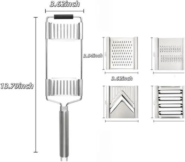 Alt view image 7 of 7 - 4-in-1 Mandoline Slicer, Stainless Steel Vegetable Cutter for Kitchen | Cheese Grater,Julienne,Slicer&Shredder with Cleaning Brush, Dishwasher Compatible