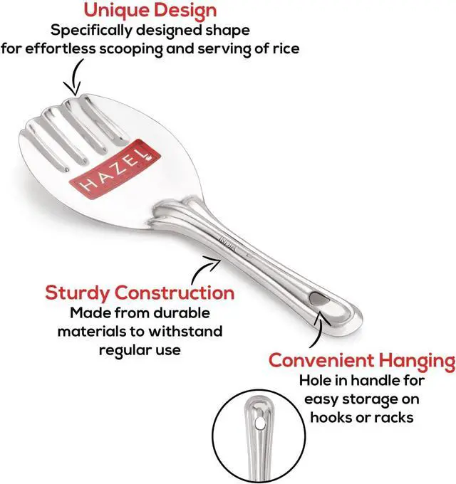 Alt view image 3 of 6 - HAZEL Stainless Steel Rice Panja Paddle Scooper Spatula Server Kitchen Utensils