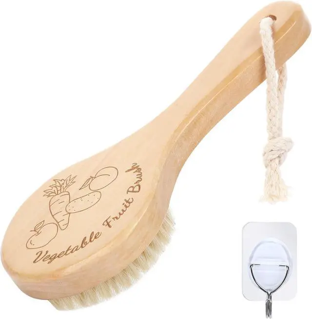 Main image of Long Handle Vegetable Scrubber, Veggie Fruit Potato Brush