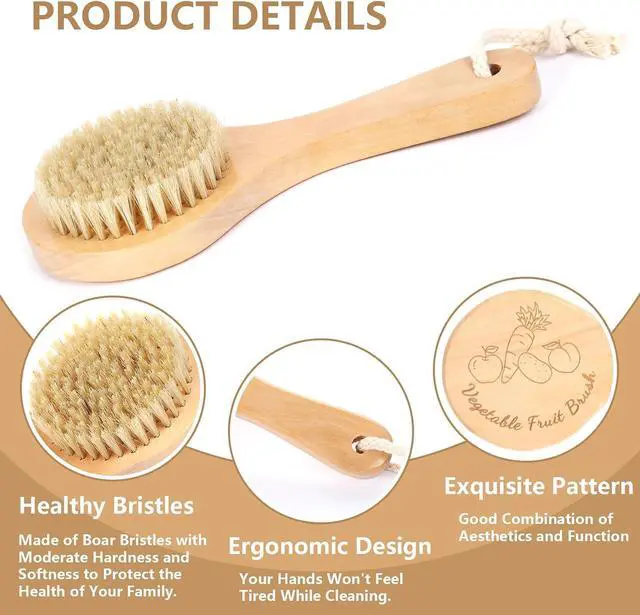 Alt view image 3 of 7 - Long Handle Vegetable Scrubber, Veggie Fruit Potato Brush