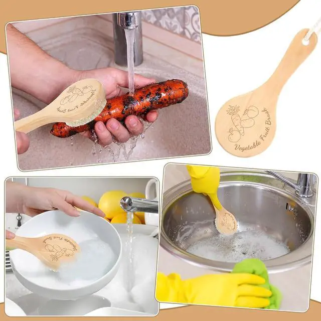 Alt view image 7 of 7 - Long Handle Vegetable Scrubber, Veggie Fruit Potato Brush
