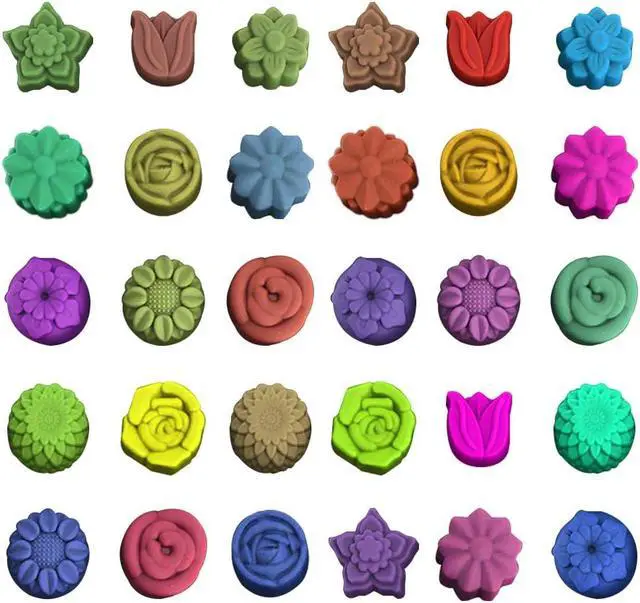 Alt view image 4 of 7 - 4 Pack Flower Shape Silicone Molds Chocolate Candy Mold, DanziX Silicone Mold for Christmas,Wedding,Festival, Parties, DIY Enthusiasts-15 Cavity