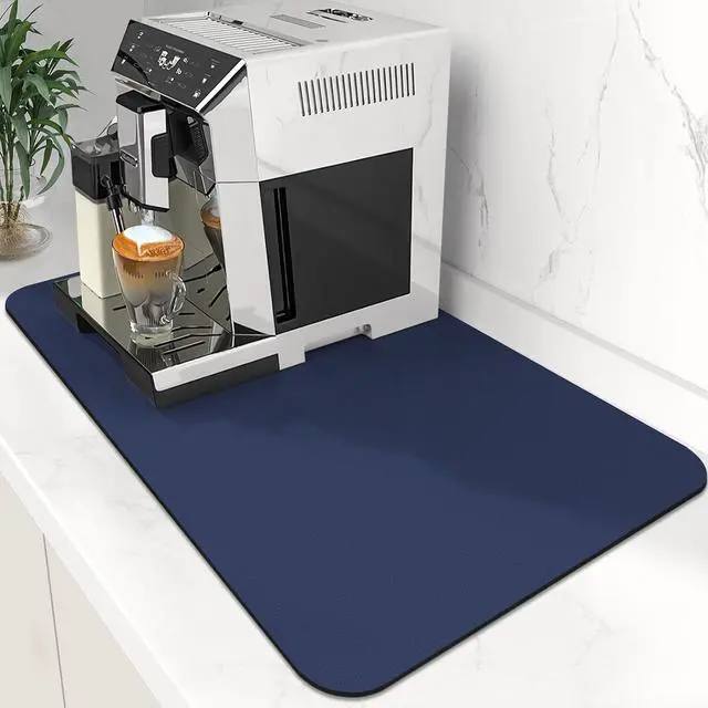 Main image of Coffee Mat Super Absorbent Dish Drying Mat Coffee Bar Mat 12"x 19", Blue | Match with Coffee Machine Accessories Large Drying Mats for Kitchen Counter