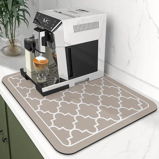 Alt view image 2 of 7 - Dish Drying Mat Absorbent Dish Drying Mats for Kitchen Counter 15"x 18" | Stylish Khaki, Easy Clean Mat Large Dish Drying Mats Kitchen Drying Mat