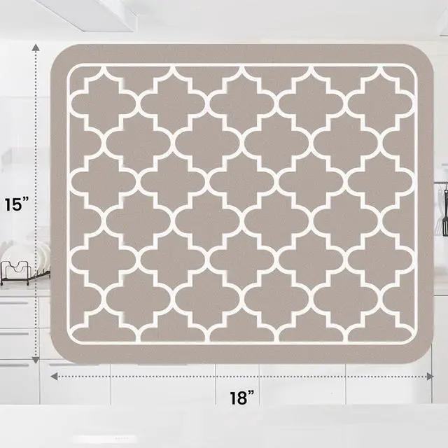Alt view image 3 of 7 - Dish Drying Mat Absorbent Dish Drying Mats for Kitchen Counter 15"x 18" | Stylish Khaki, Easy Clean Mat Large Dish Drying Mats Kitchen Drying Mat