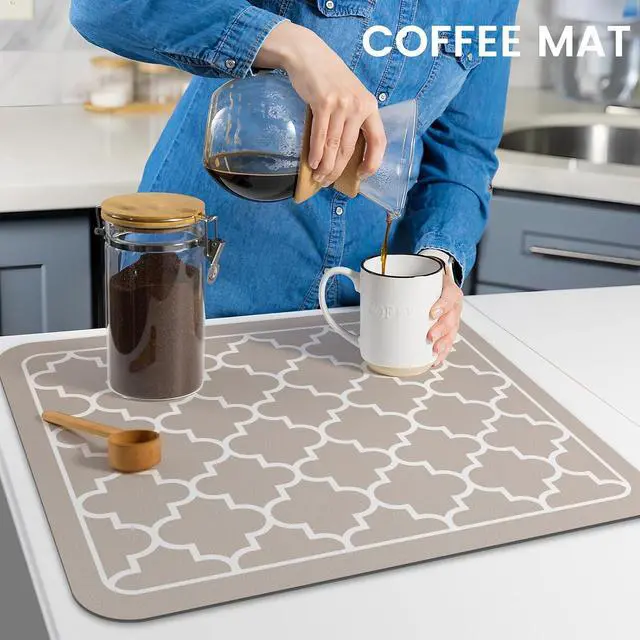 Alt view image 7 of 7 - Dish Drying Mat Absorbent Dish Drying Mats for Kitchen Counter 15"x 18" | Stylish Khaki, Easy Clean Mat Large Dish Drying Mats Kitchen Drying Mat
