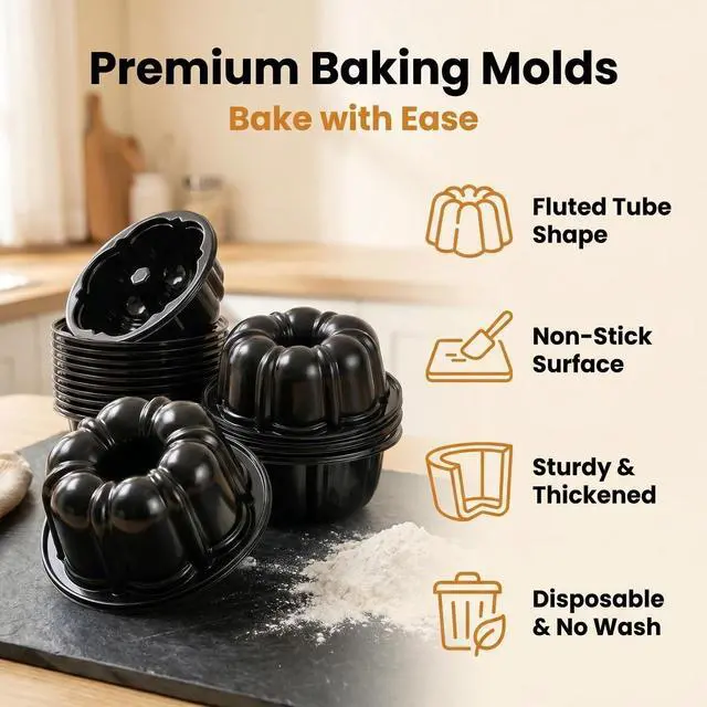 Alt view image 5 of 7 - 50-Pack Disposable 4 inch cake pan - Small Cake Pans Flower Shape, Jello Mold, Mini Flan Molds, Moldes para Flan, Moldes Para Gelatinas for Baking - Food Safe PET, Easy to Clean