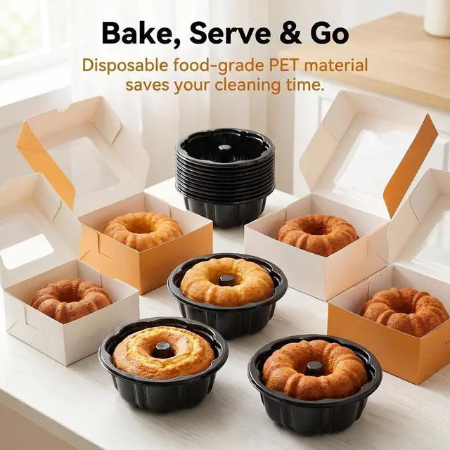 Alt view image 7 of 7 - 50-Pack Disposable 4 inch cake pan - Small Cake Pans Flower Shape, Jello Mold, Mini Flan Molds, Moldes para Flan, Moldes Para Gelatinas for Baking - Food Safe PET, Easy to Clean