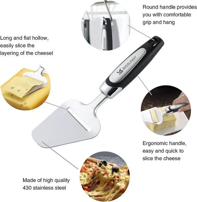 Alt view image 2 of 6 - MSY BIGSUNNY Cheese Slicer, Heavy Duty Stainless Steel Cheese Plane Slicer Cheese Cutter with Non-slip Handle