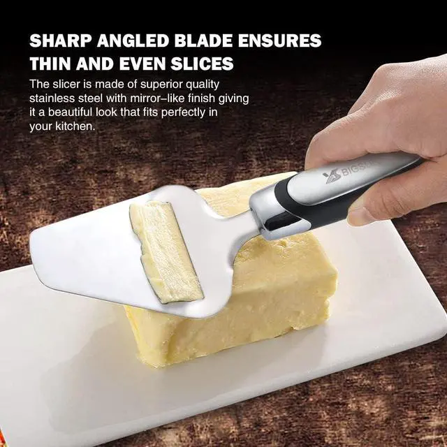 Alt view image 5 of 6 - MSY BIGSUNNY Cheese Slicer, Heavy Duty Stainless Steel Cheese Plane Slicer Cheese Cutter with Non-slip Handle