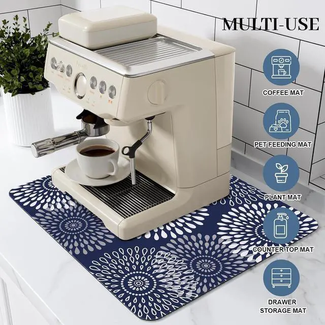 Alt view image 3 of 7 - Dish Drying Mat Absorbent Kitchen Counter Mat Rubber Backing Draining Mat | Easy to Clean Kitchen Accessories Dish Rack Pad for Dishes, Utensils, Countertops, Sinks 15" x 18" Blue