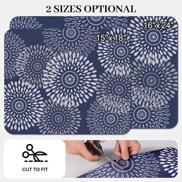 Alt view image 2 of 7 - Dish Drying Mat Absorbent Kitchen Counter Mat Rubber Backing Draining Mat | Easy to Clean Kitchen Accessories Dish Rack Pad for Dishes, Utensils, Countertops, Sinks 15" x 18" Blue