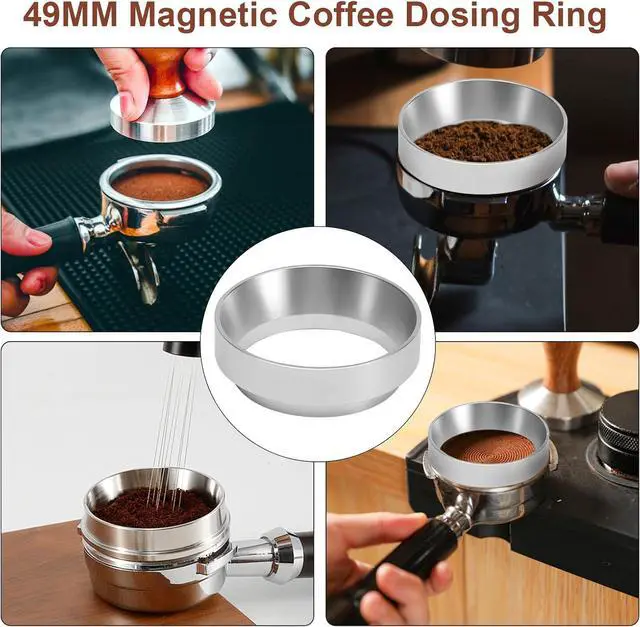 Alt view image 3 of 7 - 49mm Espresso Dosing Funnel, Aluminum Coffee Powder Dosing Funnel with, Handmade Coffee Maker Replacement Accessories(Silver)