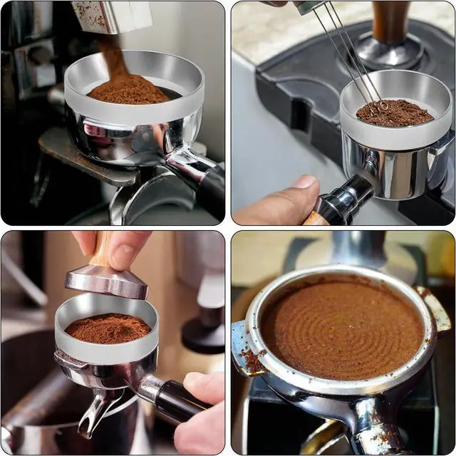 Alt view image 4 of 7 - 49mm Espresso Dosing Funnel, Aluminum Coffee Powder Dosing Funnel with, Handmade Coffee Maker Replacement Accessories(Silver)