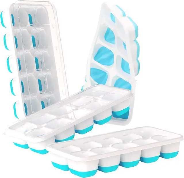 Main image of DOQAUS Ice Cube Tray with Lids, 4 Pack Silicone Ice Trays for Freezer | Stackable BPA & LFGB Safe, Easy Release for Kitchen, RV, Cocktail, Coffee, Soup & Food