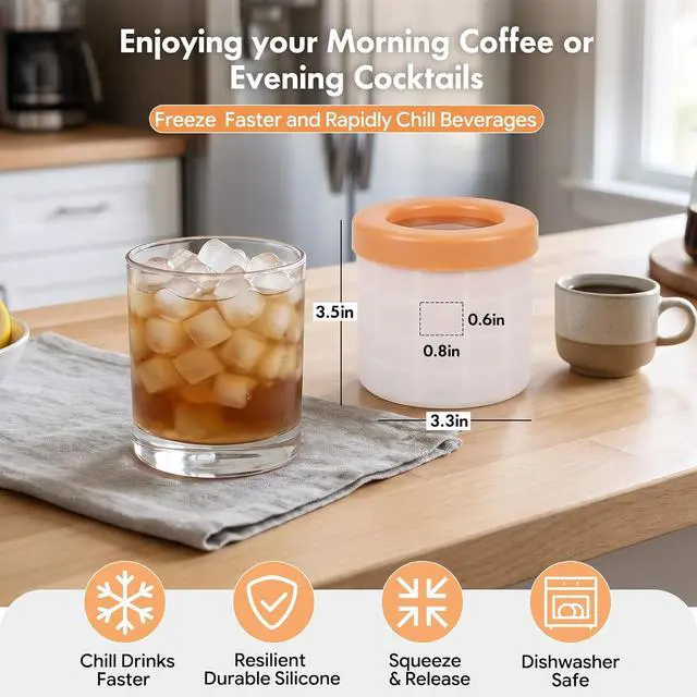 Alt view image 6 of 7 - Set of 2 Mini Ice Cylinder, Silicone Nugget Ice Maker Squeeze & Release