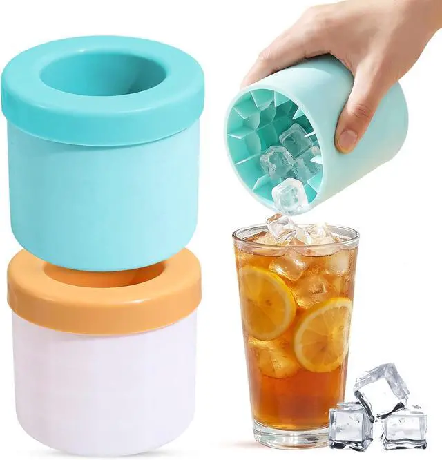 Main image of Set of 2 Mini Ice Cylinder, Silicone Nugget Ice Maker Squeeze & Release