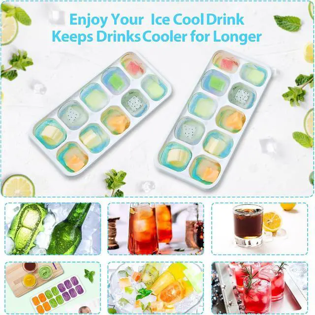Alt view image 6 of 6 - DOQAUS Ice Cube Tray with Lids, 4 Pack Silicone Ice Trays for Freezer | Stackable BPA & LFGB Safe, Easy Release for Kitchen, RV, Cocktail, Coffee, Soup & Food