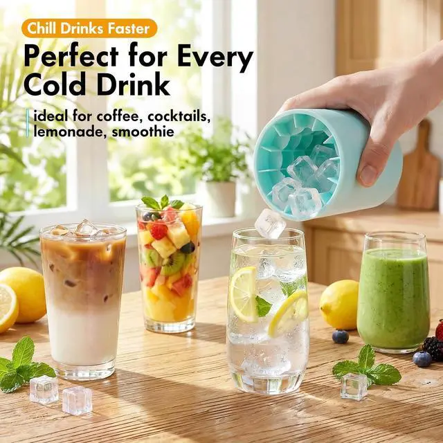 Alt view image 2 of 7 - Set of 2 Mini Ice Cylinder, Silicone Nugget Ice Maker Squeeze & Release