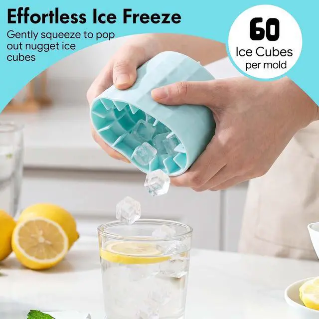 Alt view image 4 of 7 - Set of 2 Mini Ice Cylinder, Silicone Nugget Ice Maker Squeeze & Release