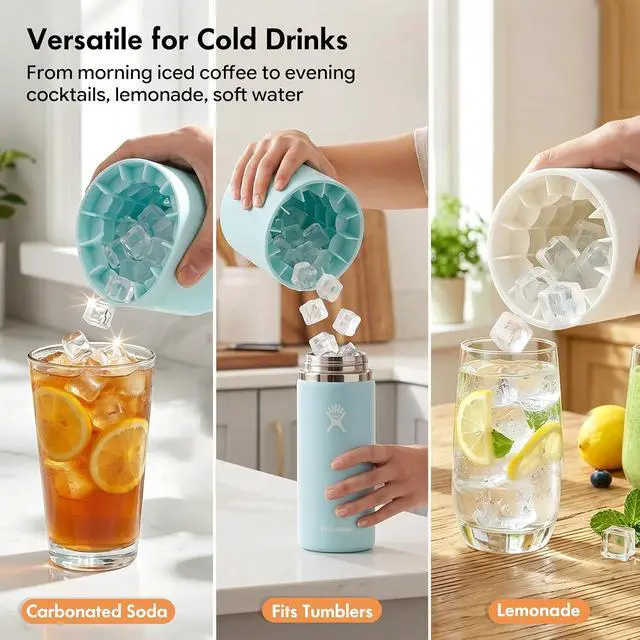 Alt view image 7 of 7 - Set of 2 Mini Ice Cylinder, Silicone Nugget Ice Maker Squeeze & Release