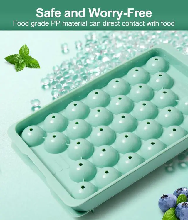 Alt view image 2 of 7 - Round Ice Cube Trays with Lid and Bin (2-Pack) - Ice Trays for Freezer,BPA-Free Stackable Ice Ball Maker Mold for Freezer, Makes 62 Ice Balls for Cocktails, Whiskey, Coffee & Parties