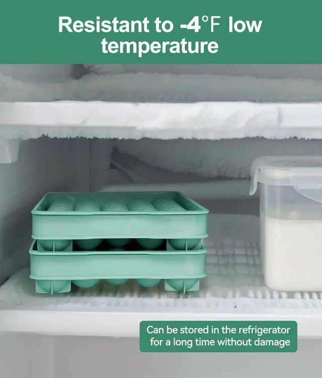 Alt view image 3 of 7 - Round Ice Cube Trays with Lid and Bin (2-Pack) - Ice Trays for Freezer,BPA-Free Stackable Ice Ball Maker Mold for Freezer, Makes 62 Ice Balls for Cocktails, Whiskey, Coffee & Parties