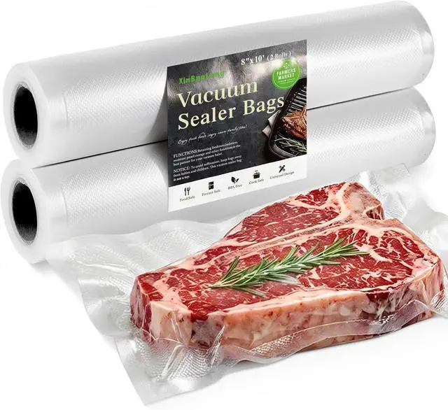 Main image of Kitchen Essentials, Vacuum Sealer Bags 8"x10' 2 Rolls | Commercial Grade, BPA Free, Freezer Bags, Puncture Prevention, Sous Vide Compatible,Kitchen Gadgets